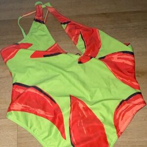 Boohoo Red and Green Swimsuit